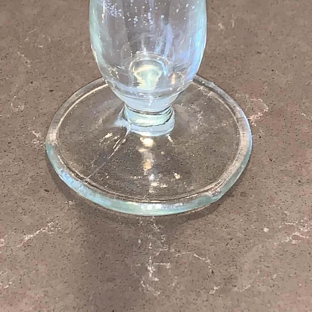 Vtg MCM Etched Glass Swung Vase 9.25”